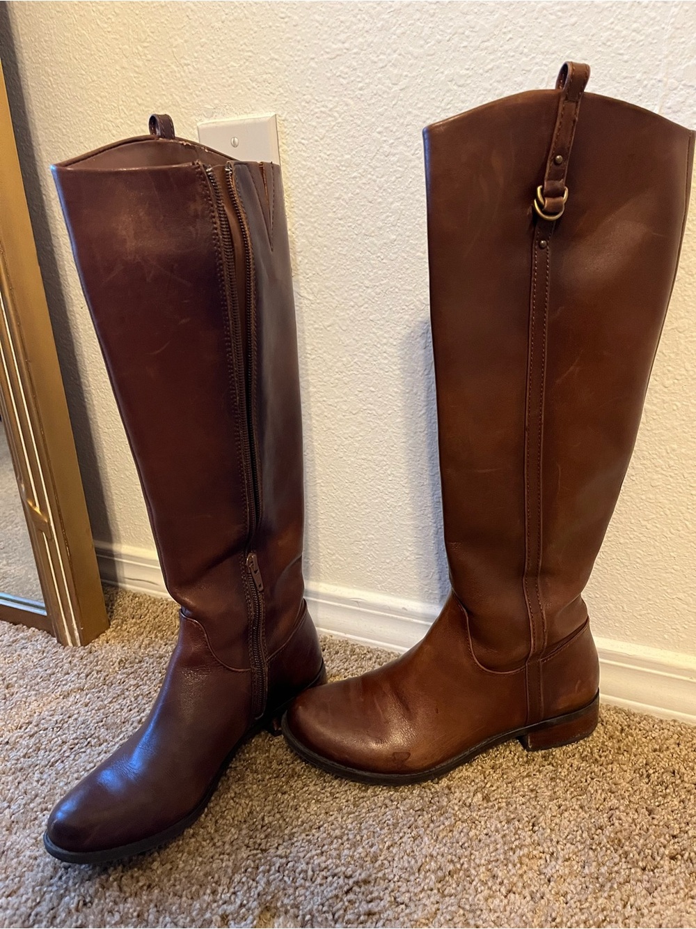 Gianni Bini Brown Tall Leather Riding Boots